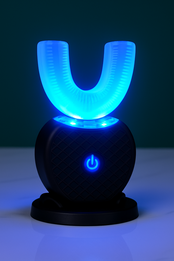 CleanTech™ 360 Hands-Free Ultrasonic Toothbrush — 10-Second Smart Clean & LED Whitening